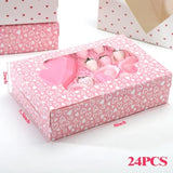 24 Pack Cookie Boxes, 8X5.3X2 Inches Valentine'S Treat Boxes With Window For Desserts, Pastries, Cakes, Muffins, Donut, Chocolate, Strawberry And Valentine'S Day (White Love)