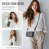 Wallet Case Compatible With Iphone 14 Rfid Blocking 7-Card Holder Soft Pu Leather Magnetic Snap Shoulder Strap Zipper Pocket Phone Case Fit For Iphone 14 For Women 6.1" - Black