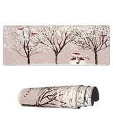 Laptop Mouse Pad Winter Snow Tree Snowman Desk Mat With Stitched Edges 31.5X 11.8 Inch Non-Slip Large Keyboard Rubber Writing Table Mat For Office Home