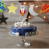 Outer Space Garland,Space Birthday Decorations,Planet Theme Banner,Outer Space Wall Decor,Space Baby Shower Decorations,Planets Rocket Astronaut Star (12 Pcs)