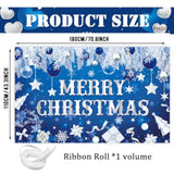 Merry Christmas Backdrop Banner Blue 70.8x43.3 Inch for Holiday Party Decor