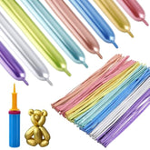 100 Pcs 260Q Balloons Kit With Pump - Kids Premium Latex Twisting Long Balloons To Make Animals Flowers, Metallic Assorted Balloons For Party Boys Girls Christmas Birthday Gifts Clowns Wedding Decor