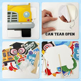 Back To School Photo Booth Props, 16Pcs Back To School Decorations With First Day Of School Bus Photo Booth Frame For Welcome Back To School Themed Decorations, Back To School Party Supplies
