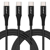 Usb C To Usb C Cable 4Ft, 2-Pack 60W Fast Charging Usb-C To Usb-C Woven Cord,Car Play Charging Braided Cable For Iphone 16/15 Series,Samsung Galaxy S24/S23/S22/Ipad Pro 2021/Ipad Air 4-Black