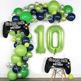 Video Game 10th Birthday Balloons Controller Mylar & Green Number Set