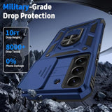 For Samsung Galaxy S22 Case With Camera Lens Cover, Hd Screen Protector, 10 Ft Military Grade Drop Protection, Magnetic Ring Holder Kickstand Protective Phone Case, Navy Blue