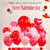 Valentines Day Balloon Garland Arch Kit With Red Hot Pink And Love Theme Mylar Lip Heart-Shaped Love Letter Balloons For Valentines Galentines Day Proposal Decorations