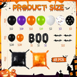 143Pc Halloween Balloon Arch Kit – Black & Orange Foil Wall Backdrop with Bats