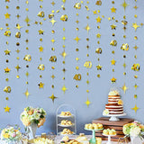 Gold 40Th Birthday Decorations Number 40 Circle Dot Twinkle Star Garland Metallic Hanging Streamer Bunting Banner Backdrop For Women Mens 40 Year Old Birthday Forty Anniversary Party Supplies