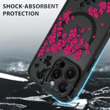 OOK Case for iPhone 16 Pro Max 6.9 (Compatible with MagSafe) Floral Flowers Design Translucent Phone Cover Soft TPU + Hard PC Anti-Scratch Shockproof Magnetic Cute Case for Women - Hot Pink