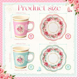 100-Piece Floral Tea Party Set – Disposable Cups with Handles & Plates