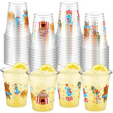 50 Pcs Circus Cups 12 Oz Plastic Circus Birthday Cups Clear Circus Disposable Cups Circus Theme Drinking Cups For Home Party Circus Theme Birthday Baby Shower Supplies Decoration (Circus)