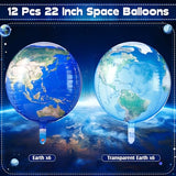 12 Pcs Space Balloons 22 Inch Large 4d Galaxy Planet Balloons World Map Globe Inflatable Earth Outer Space Party Decorations for Travel Theme Party Birthday(Earth)