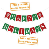 Happy Holidays Banner Merry Christmas Decorations, Green Red Christmas Banner Paper Bunting Xmas Holiday Decorations New Year Outdoor Indoor Home Office Decor