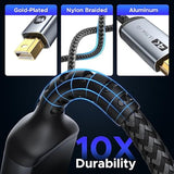 4K Mini Displayport To Hdmi Cablealuminum Shell, Nylon Braided Uhd Thunderbolt