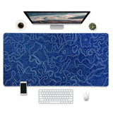 Large Desk Mat With Topographic Pattern, Gaming Mouse Pad, 31.5 X 15.7 Inches?Navy Blue