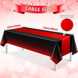 3-Pack Black Red Tablecloths 54x108 Inch Disposable Party Table Covers