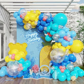 152Pcs Cartoon Sponge Balloon Arch Kit,Yellow Blue Pink Clear Balloons For Cartoon Sponge Baby Shower Party Decorations Under The Sea Ocean Theme Birthday Party Supplies