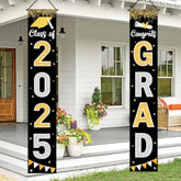 Graduation Decorations 2025 Grad Banner Black Porch Door Sign Welcome Banner For Indoor Outdoor Wall Graduation Decorations Class Of 2025