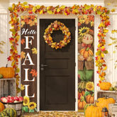 Fall Harvest Scarecrow Porch Banner for Thanksgiving Decor