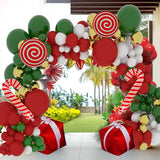 Christmas Balloon Arch Kit - 152 Pcs Red Green Gold Balloon Garland Decor with Candy Cane, Red Star Big Foil for Christma, Birthday, New Year Party Decorations