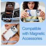 Magnetic Collage Phone Case for iPhone 17 Pro Max, Blue Floral Pattern