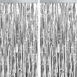 4 Packs Silver Foil Fringe Curtain, Silver Metallic Tinsel Backdrop For Birthday, Wedding, Baby Shower, Engagement, Bachelorette Party, Christmas Holiday Celebration Party Decorations Supplies