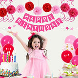 37pcs Hot Pink Birthday Kit with Banner, Balloons for Women & Girls' Celebrations