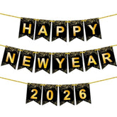 10 Ft Large Pre-Strung 2026 Happy New Year Banner for Party Decorations