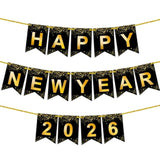 10 Ft Large Pre-Strung 2026 Happy New Year Banner for Party Decorations