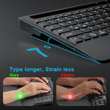 2.4G&Bluetooth Wireless Keyboard - Light Up Keyboards With Wrist Rest - 8 Backlit Effects - Slim Rechargeable Silent With Holder For Windows, Mac, Black