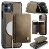 Compatible With Magsafe For Iphone 12/12 Pro Wallet Case Magnetic Card Holder, Rfid Blocking 2 In 1 Detachable Kickstand Shockproof Cover For Women Men, Brown