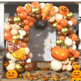 Fall Balloon Arch Kit: Pumpkin, Maple Leaf & Metallic Gold