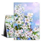Case For 9Th Generation, White Flower, Auto Wake/Sleep, Multi-Angle Viewing, Shockproof, Floral