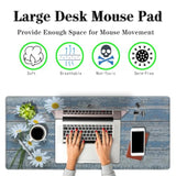 Computer Desk Mat Mouse Pad, Big Non-Slip Rubber Base Mousepad For Pc, Work, Game, Office, Home - 35.4 X 15.7 Inch - Daisy Flowers On Old Wooden
