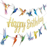 Hummingbird Birthday Banner Hummingbird Birthday Party Decorations 3Pcs Bird Party Supplies Flying Bird Party Banner For Spring Nature Tropical Baby Shower Supplies