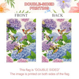 Spring Summer Hydrangea House Flag 28 X 40 Inch Double Sided Burlap Flower Green Leaf Farmhouse Large Yard Flag Summer Holiday Seasonal Outdoor Outside Decoration