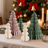 6PCS Paper Christmas Tree, Honeycomb Trees Table Centerpiece with Magnetic Closure, Sage Green and Dusty Pink Christmas Tree Decor for Mantel Xmas Tabletop Centerpiece