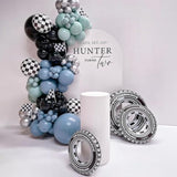 Dusty Blue And Black Balloons 60Pcs 12 Inch Race Car Slate Light Pale Blue Green Black Metallic Silver Latex Helium Balloon For Boys Race Car Fast Birthday Safari Baby Shower Party Decorations