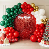 Christmas Balloon Arch Kit – 140Pcs Double Stuffed Green Red White & Gold Balloons Garland, Merry Christmas Balloons Arch Decorations For Holiday Party Backdrop &Merry Xmas Balloons Décor Supplies