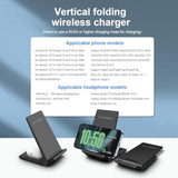 Wireless Charger, 2 In 1 Wireless Charging Stand Dock Foldable 20W Fast Charge For Iphone 16 15 Pro 14 13 12 11 Pro Max Xs,Airpods, For Samsung Galaxy S24/S23/S22/S21/S20,Note20/10,Galaxy Buds,Black