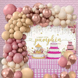156 Pcs Boho Pumpkin Baby Shower Balloon Arch Kit Pink Sand White Balloons Decor