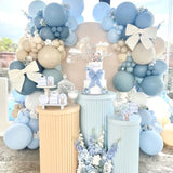 Dusty Blue White Balloons Set, 50Pcs 12 Inch Dusty Baby Blue Balloons Blue Sand White Balloon For Baby Boy Shower Bridal Shower Birthday Wedding Party Decorations