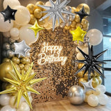 Black Gold Silver Star Balloon Set 16pcs Birthday Wedding Party Decor