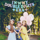 In My Double Digits Era Banner- Iridescent, Happy 10Th Birthday Banner, Glitter Popular Double Digits Banne For Girl Boy 10Th Birthday Party Decorations Supplies