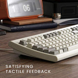 Periboard-106M, Wired Performance Full-Size Usb Keyboard, Curved Ergonomic Keys, Classic Retro Gray/White Color, Us English Layout