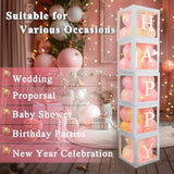 Transparent Balloon Boxes, Clear Balloon Boxes With 5 Pcs String Lights And 78 Letters For Baby Shower Gender Reveal Grad Birthday Party Anniversary Bridal Wedding Decor - 5 White Boxes