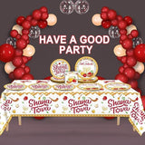 98pc Rosh Hashanah Party Supplies Plates Napkins Tablecloth for 24 Guests