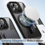 JETech Magnetic Case for iPhone 14 Pro 6.1-Inch Compatible with MagSafe, Shockproof Phone Bumper Cover, Solid Color Matte TPU Frame, Anti-Scratch Clear Back (Space Black)