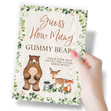 Baby Shower Games β Guess How Many Candy Jar Game, Woodland Forest Animals Theme, 50 Cards & Sign